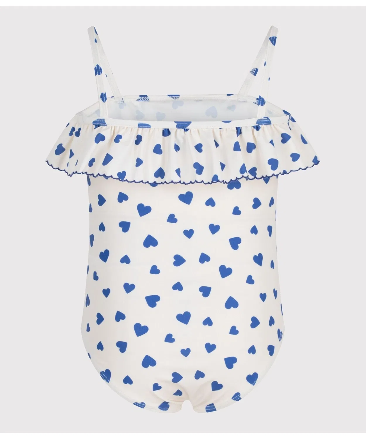 Детский купальник-платье с принтом сердечек, модель Heart Print PETIT BATEAU, White/Blue — фото 2