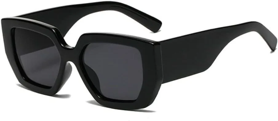 

Винтажные солнцезащитные очки для женщин и мужчин, с широкими дужками и крупной оправой, солнцезащитные очки с защитой от УФ-излучения UV400 LANGSER, Black