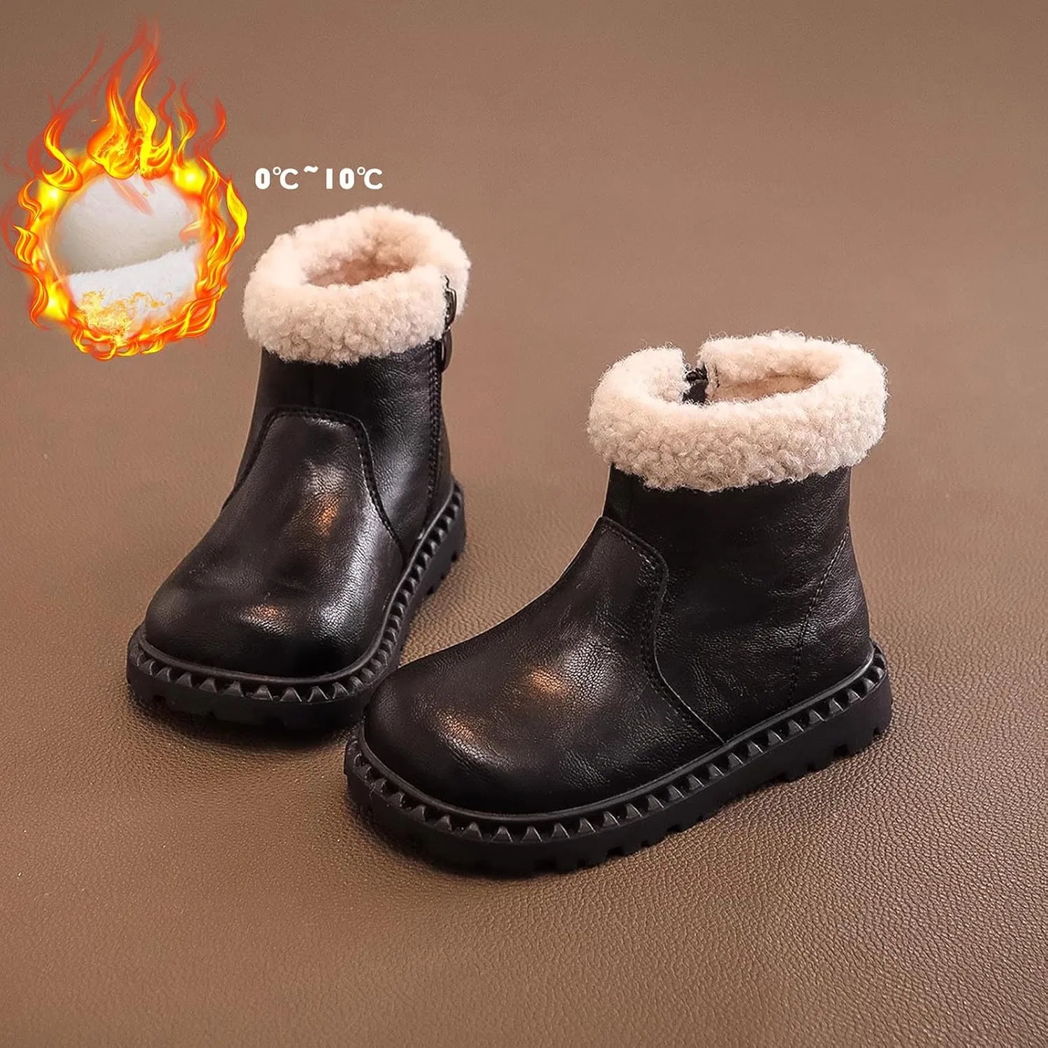 Детские зимние сапоги для девочек с меховым воротником, Black — фото 3
