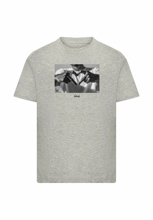 Футболка с фотопритом Heart sign Mister Tee, Heather Grey, светло-серый — фото 3