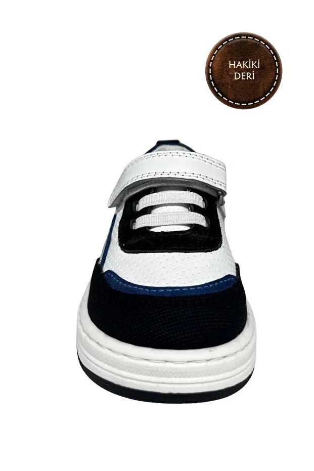 Детские туфли для девочек с ортопедической стелькой Şenler Bebe World Kids, White-Black-Navy Blue — фото 4