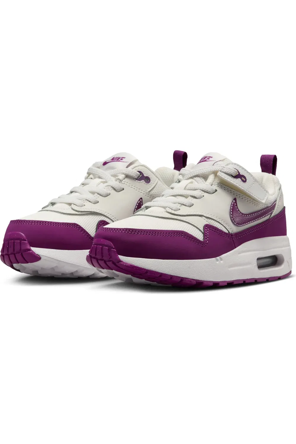 Детские кроссовки на шнуровке с EasyOn Air Max 1 Nike, Summit White/Viotech/White