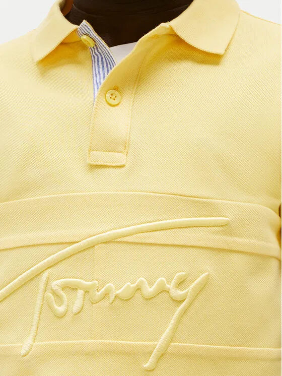 Поло regular fit Flag Tommy Hilfiger, желтый — фото 4