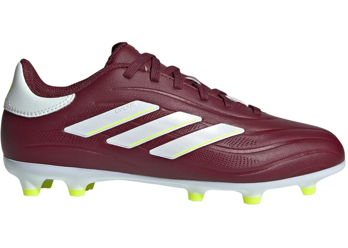 Детские бутсы для футбола с фиксированными шипами Adidas Copa Pure II League FG, Shadow Red/Cloud White/Team Solar Yellow 2