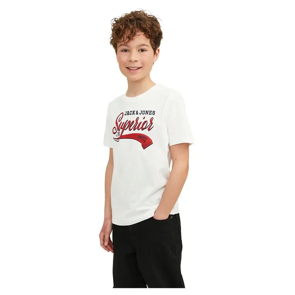 Детская футболка с принтом Logo Short Sleeve Jack & jones, White