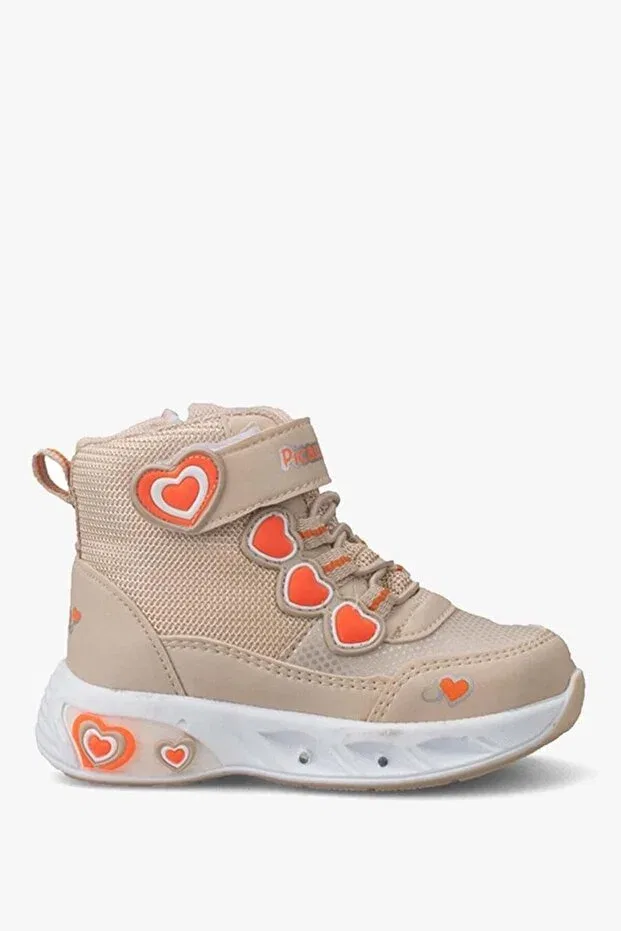 Детские ботинки для девочек с принтом Shop, Beige Orange