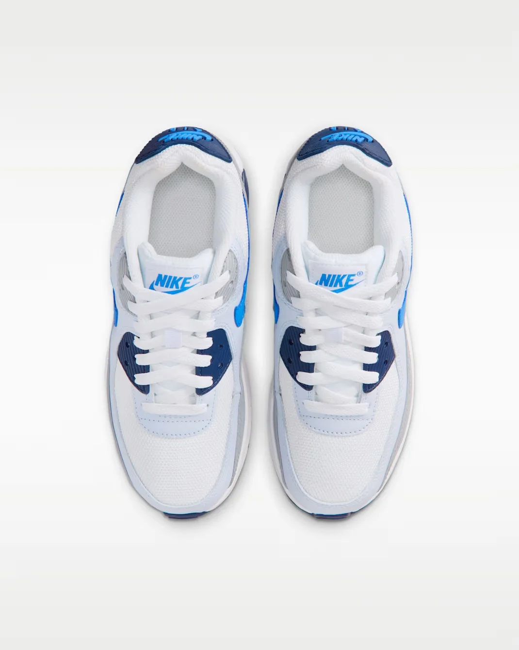 Кроссовки подростковые Nike Air Max 90, белый/синий — фото 3
