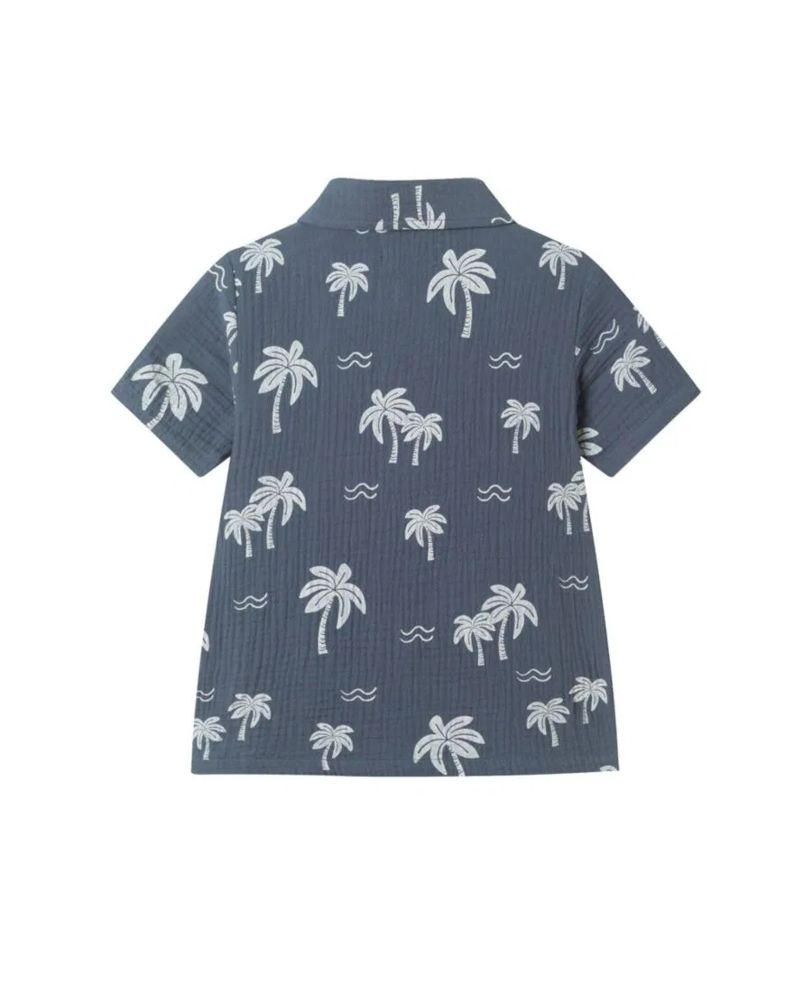 Рубашка на пуговицах с коротким рукавом и принтом пальмы, Palm Tree Print Andy & Evan, Grey — фото 2