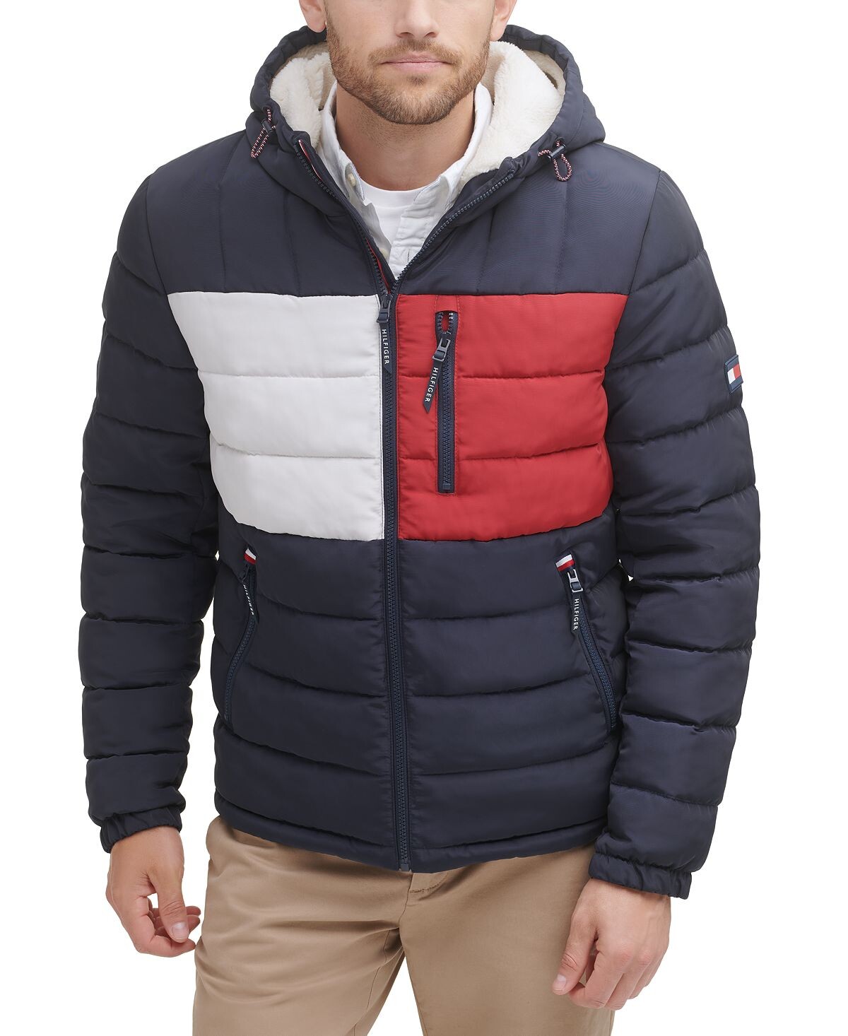 

Мужская стеганая куртка-пуховик с капюшоном на подкладке из шерпы Tommy Hilfiger, мульти