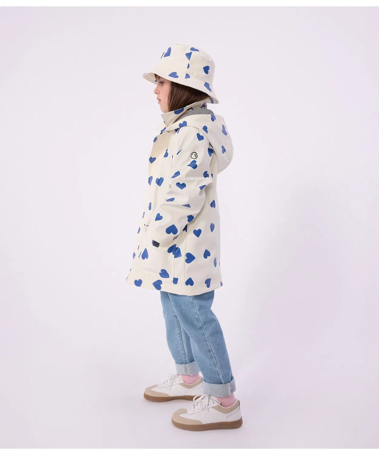 Детская куртка-парка с принтом Heart Print PETIT BATEAU, White/Blue — фото 3