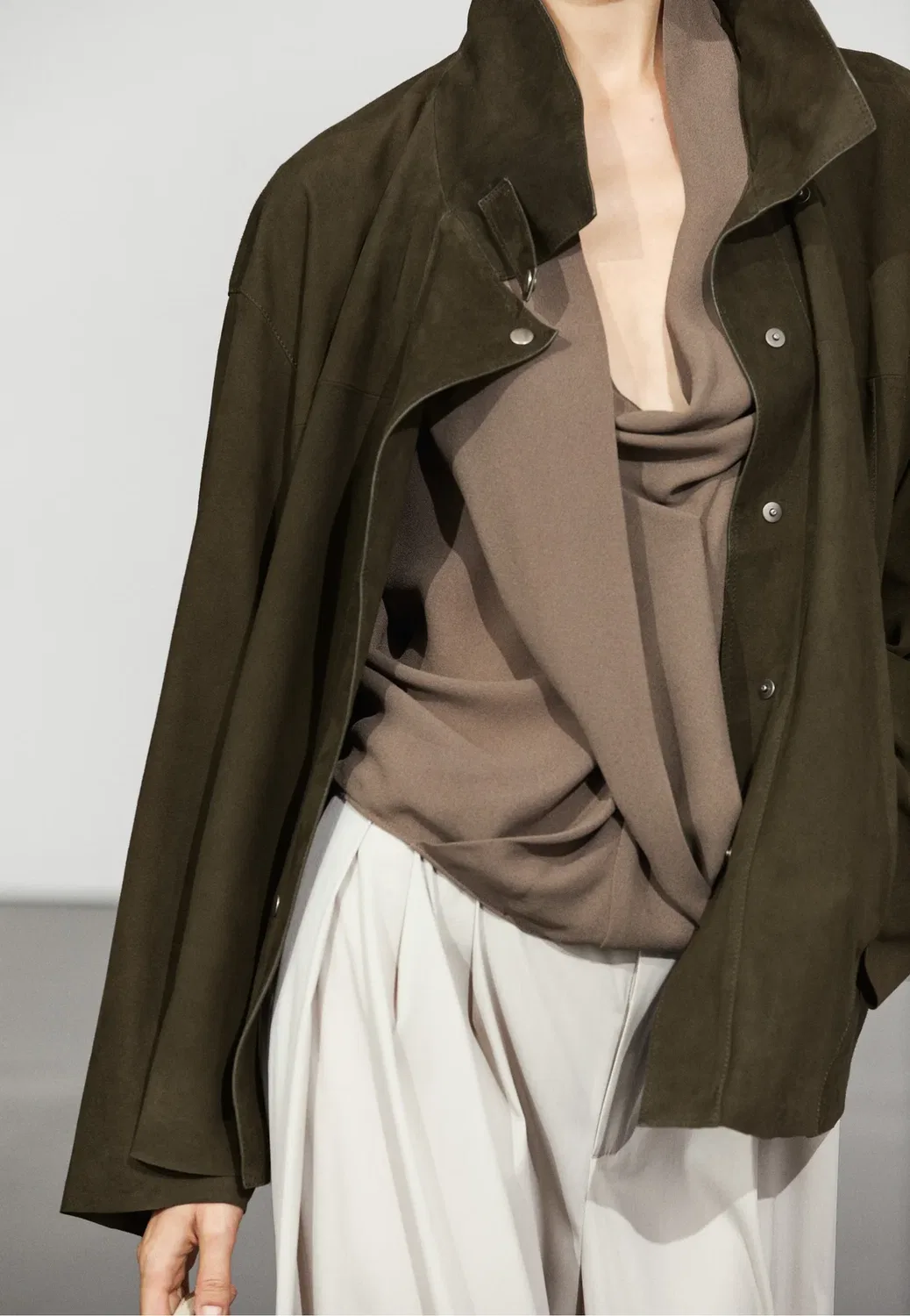 Кожаная куртка Massimo Dutti, Khaki — фото 4