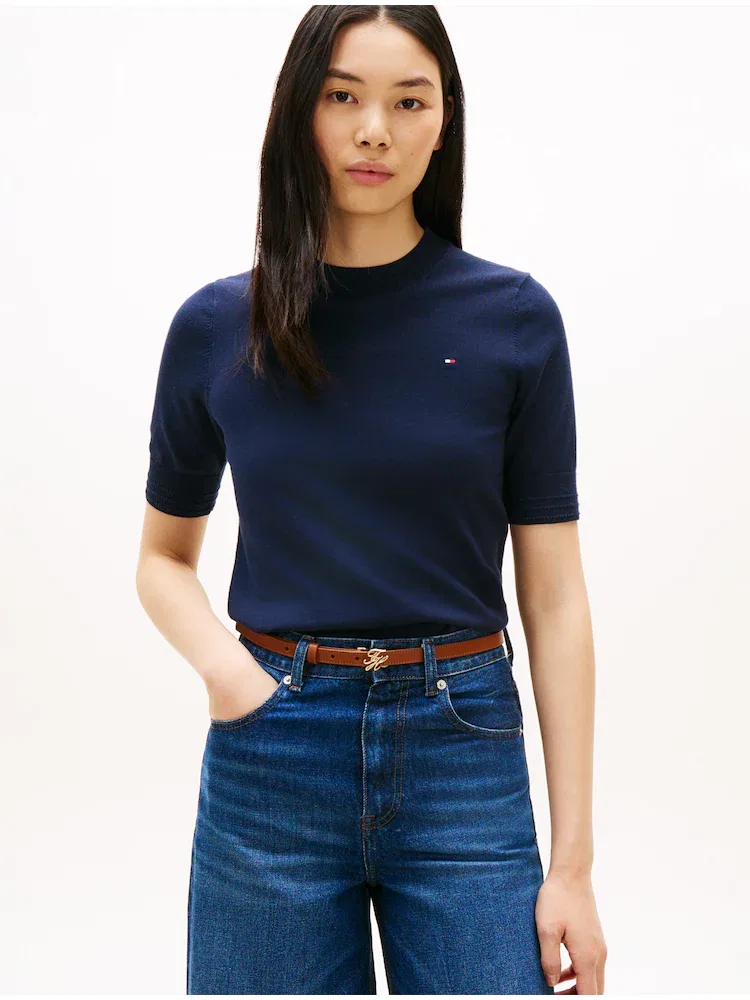 Свитер с коротким рукавом, хлопковый TOMMY HILFIGER, Navy