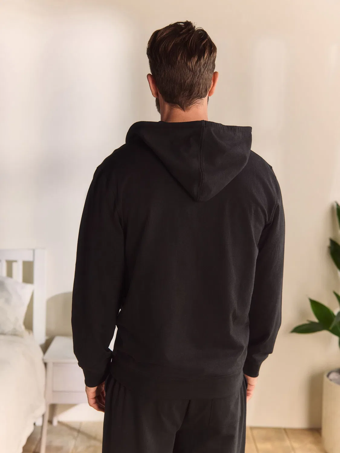 Худи на молнии, легкое, Black Loopback Zip Up Hoodie Next, черный — фото 3