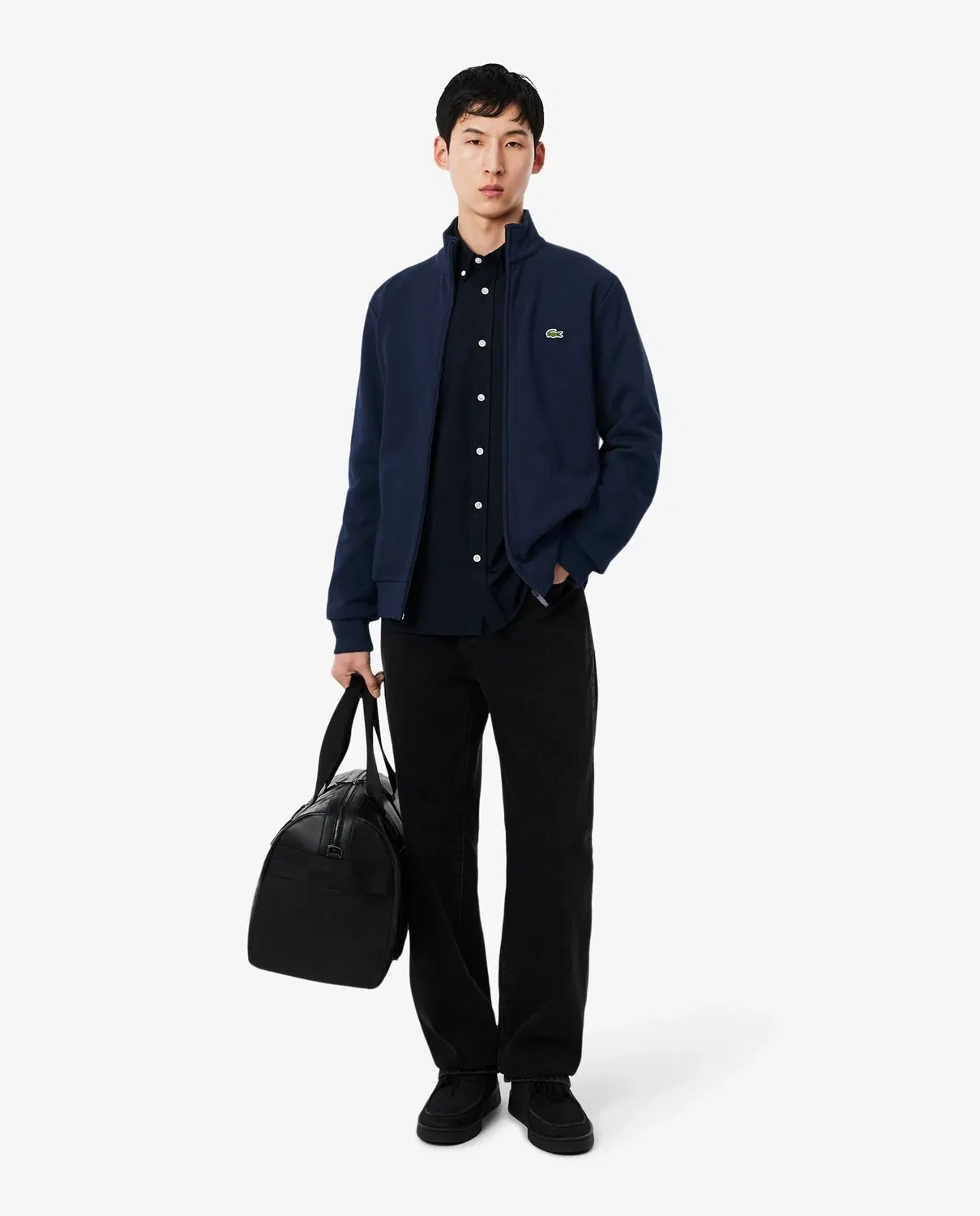 Фуфайка мужская Lacoste на молнии с воротником-стойкой, флис, Azul Marino — фото 4