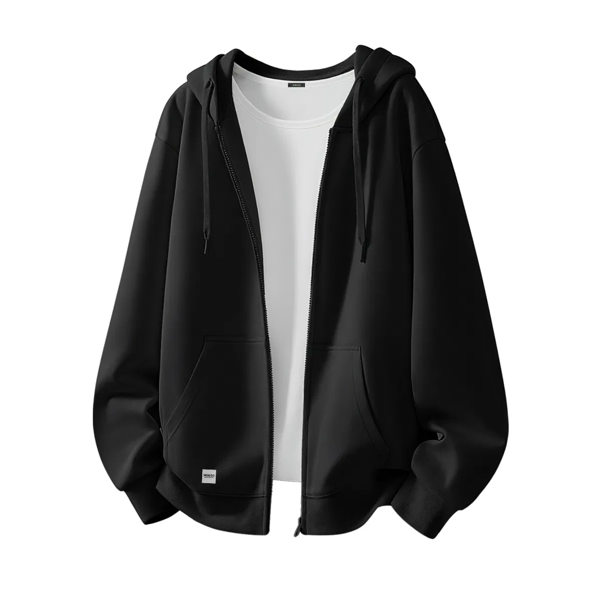 Детское худи с капюшоном MINISO, Black (M45 Ink Gray Smiley Face Right Bottom B Logo)