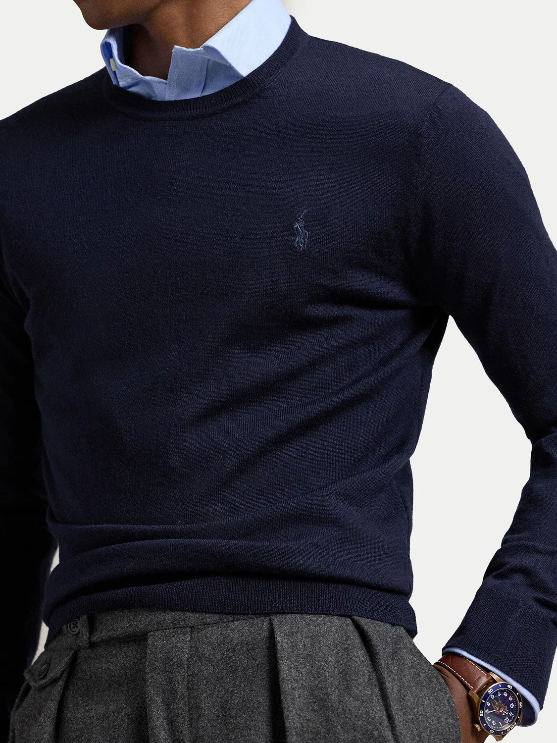 Мужской пуловер приталенного кроя Polo Ralph Lauren, темно-синий — фото 4
