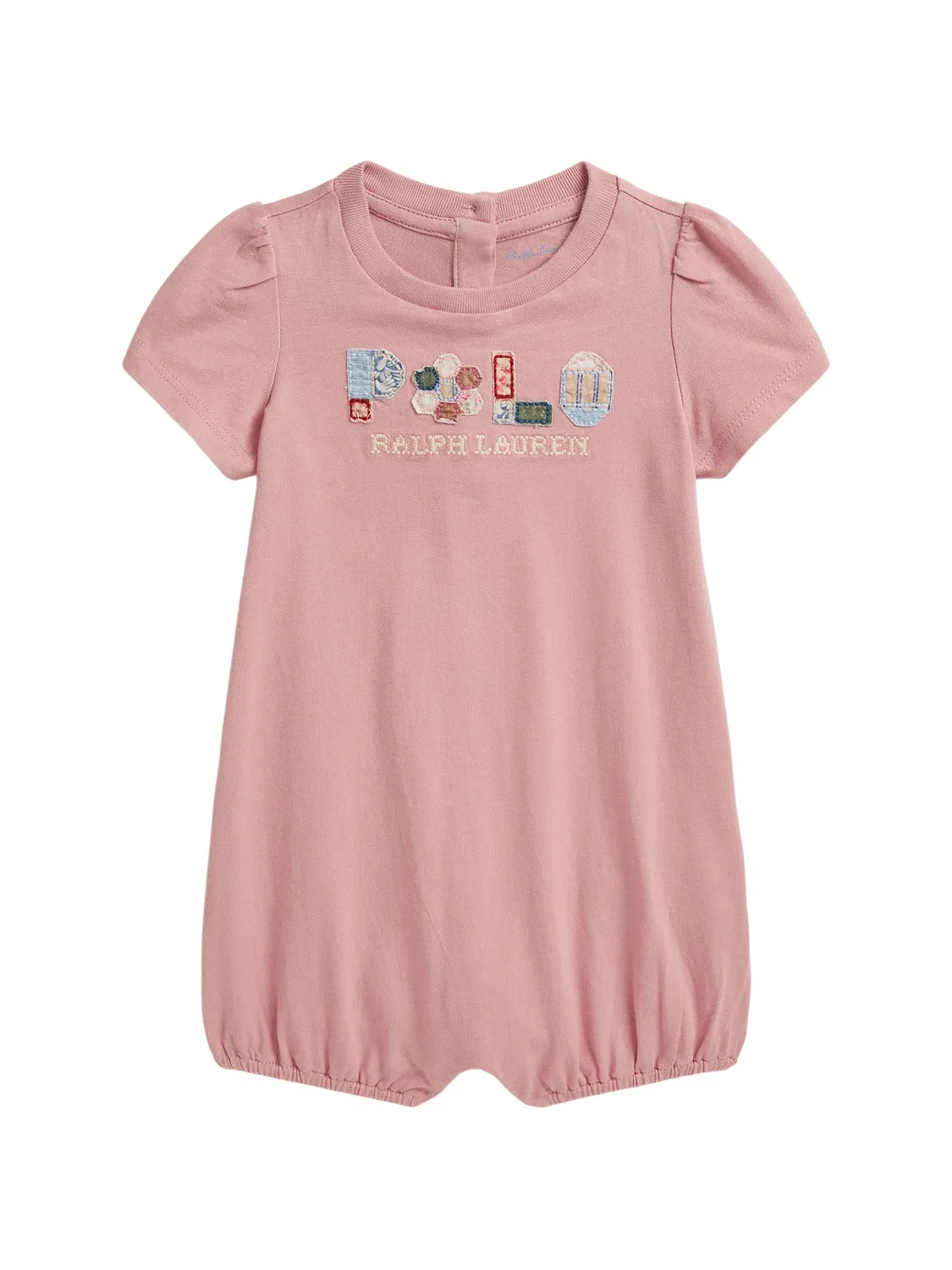 Ромпер с короткими рукавами и логотипом Polo Ralph Lauren Kids, розовый