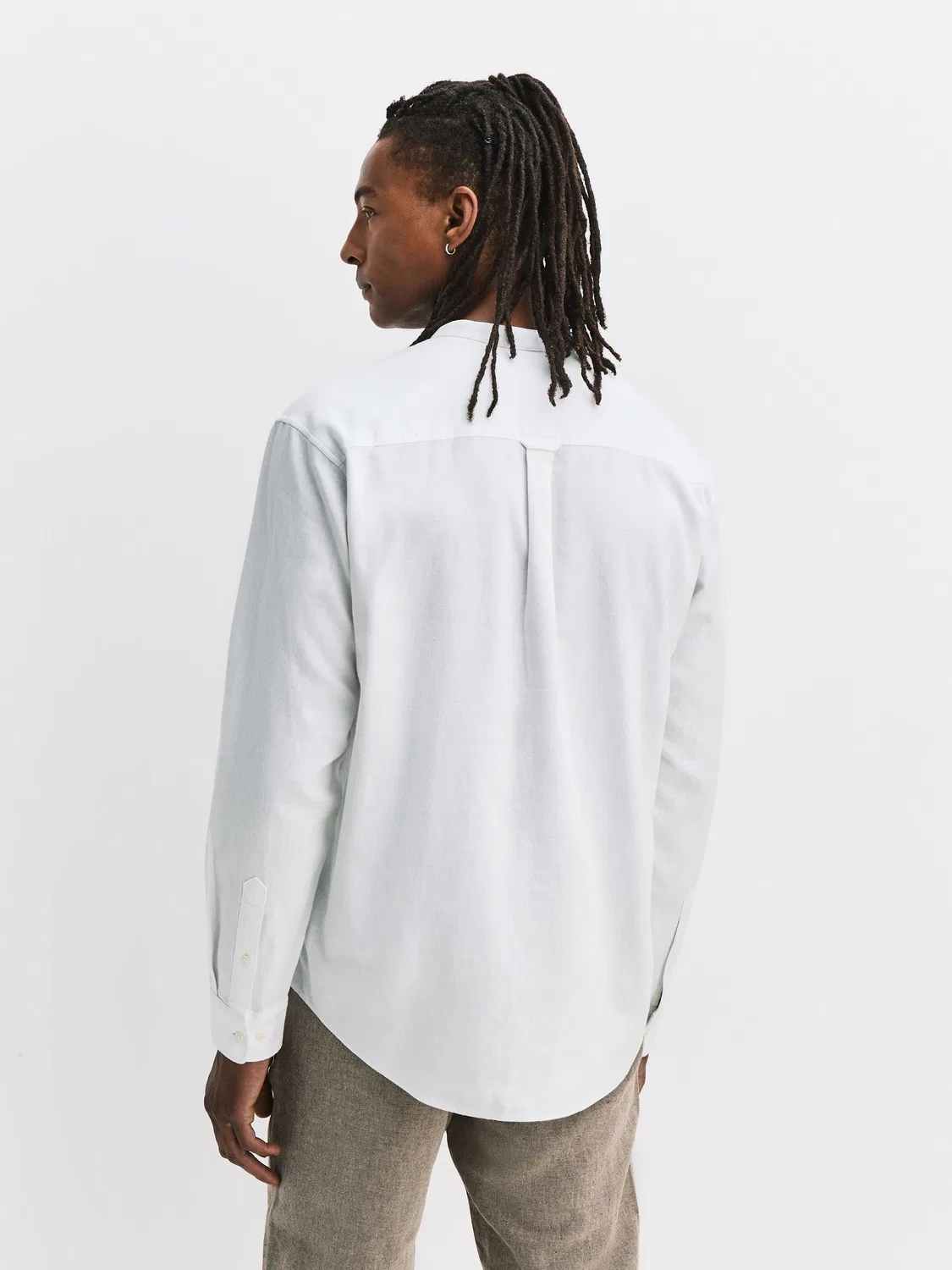 Рубашка с отложным воротником, хлопок-лен, Grandad Collar Next, белый — фото 3