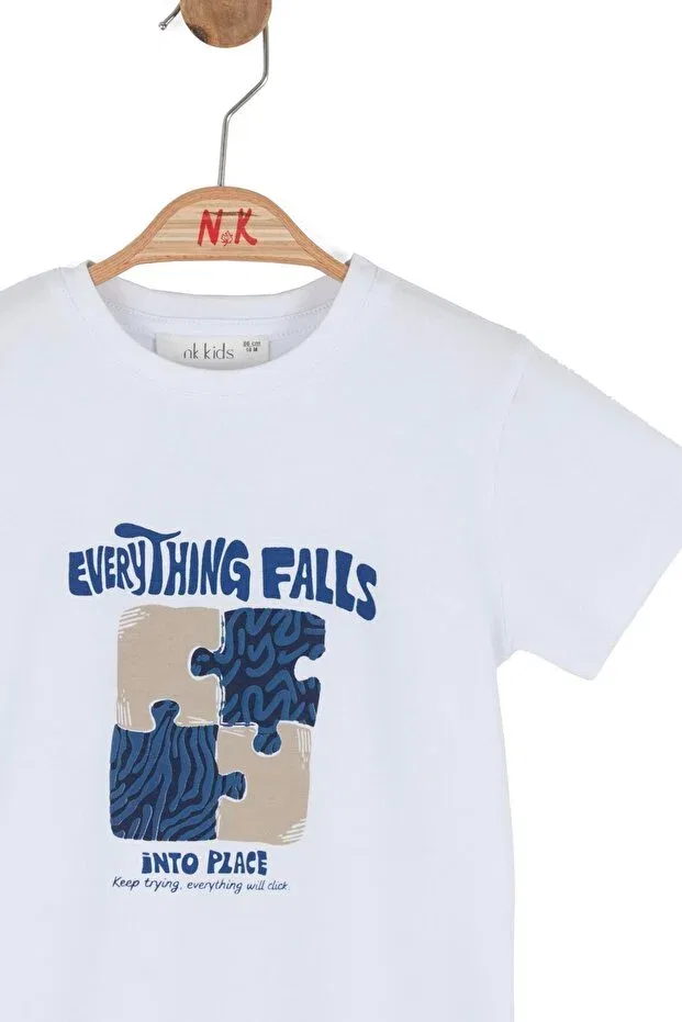 Детская футболка для мальчиков с принтом Puzzle Tshirt Nk, White-Sax — фото 2