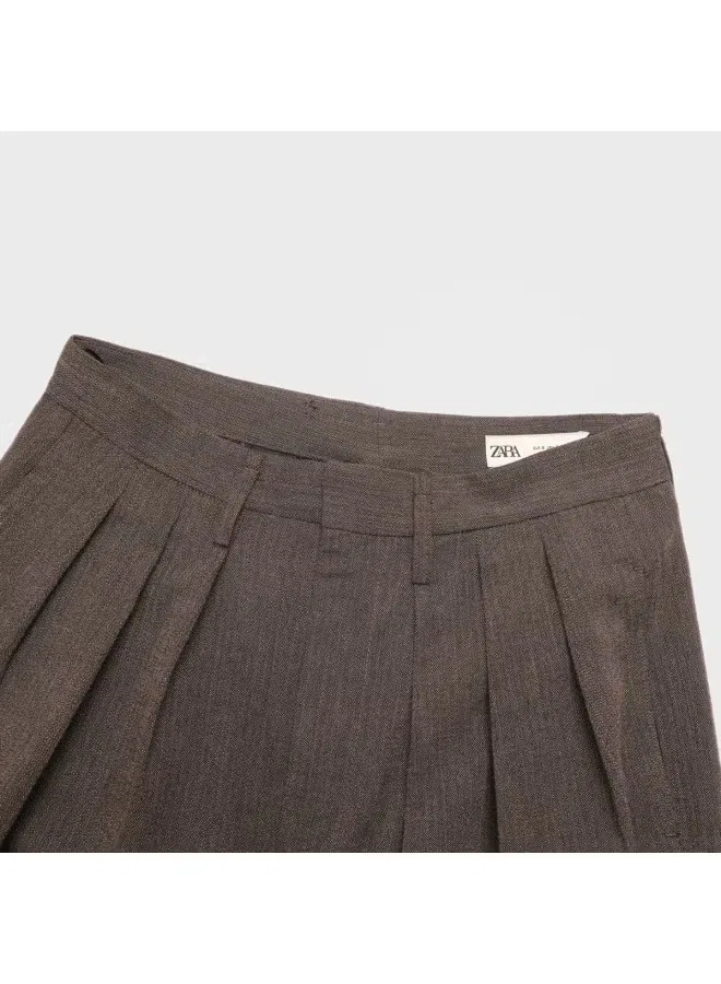 Брюки деловые Zara, темно-коричневый — фото 4