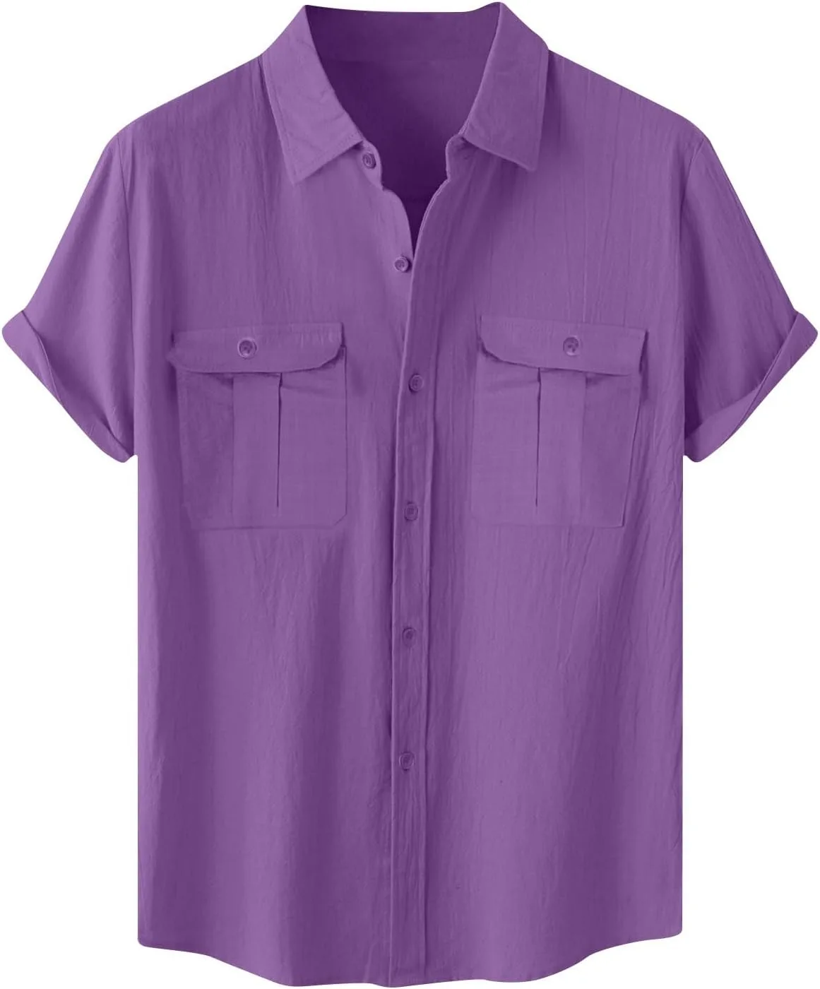 

Мужская хлопковая льняная рубашка с коротким рукавом и нагрудным карманом