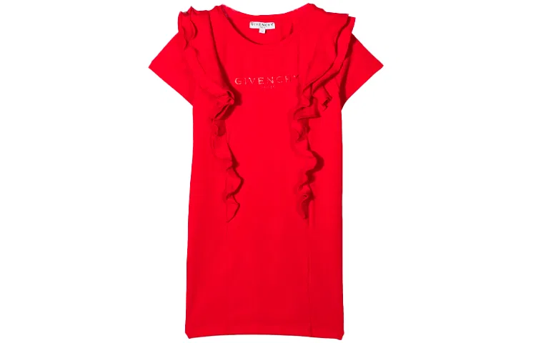 Детское платье с круглым вырезом, Givenchy, Red