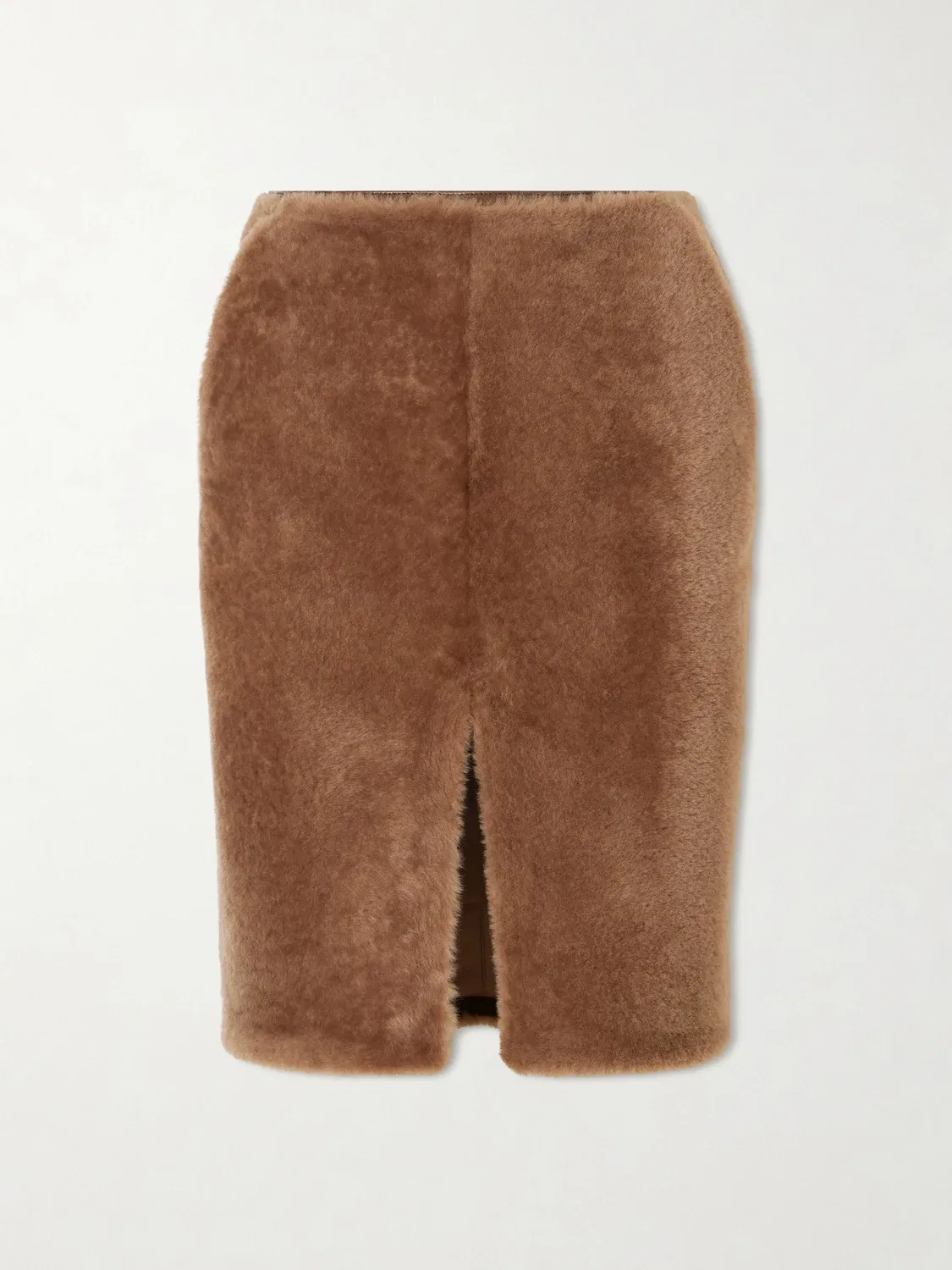 Юбка миди из овчины SAINT LAURENT, коричневый