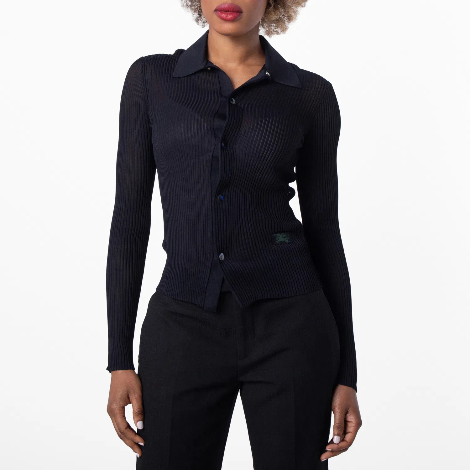 Женская рубашка из рибаны Rib Knit Shirt Burberry, Black