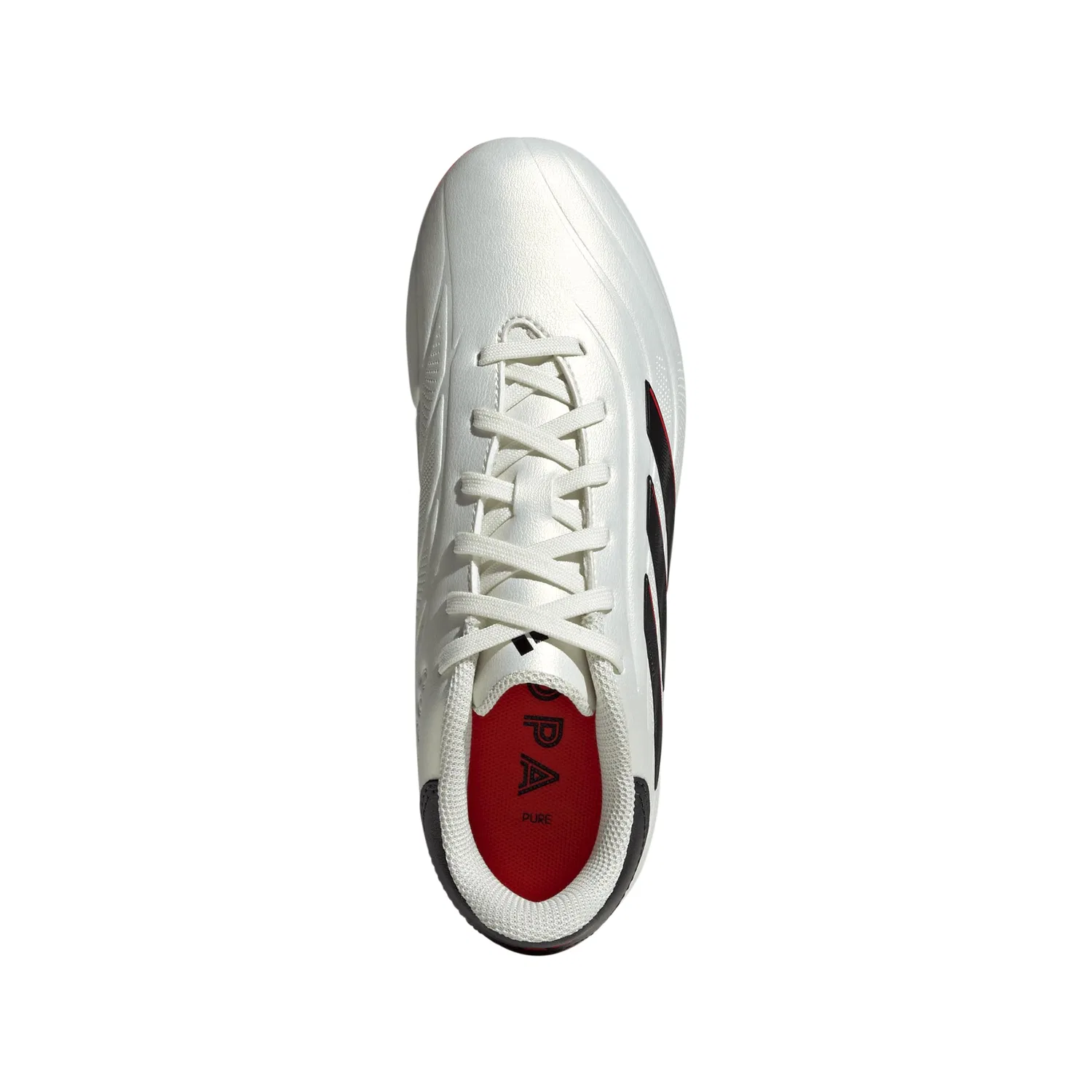 Детские футбольные бутсы с синтетическим верхом Copa Pure II Club FxG J Adidas, Ivory Black Solar Red — фото 2
