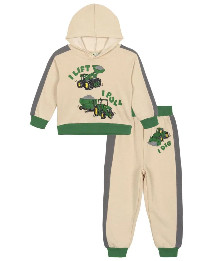 Комплект из худи и джоггеров John Deere, Tan And Green