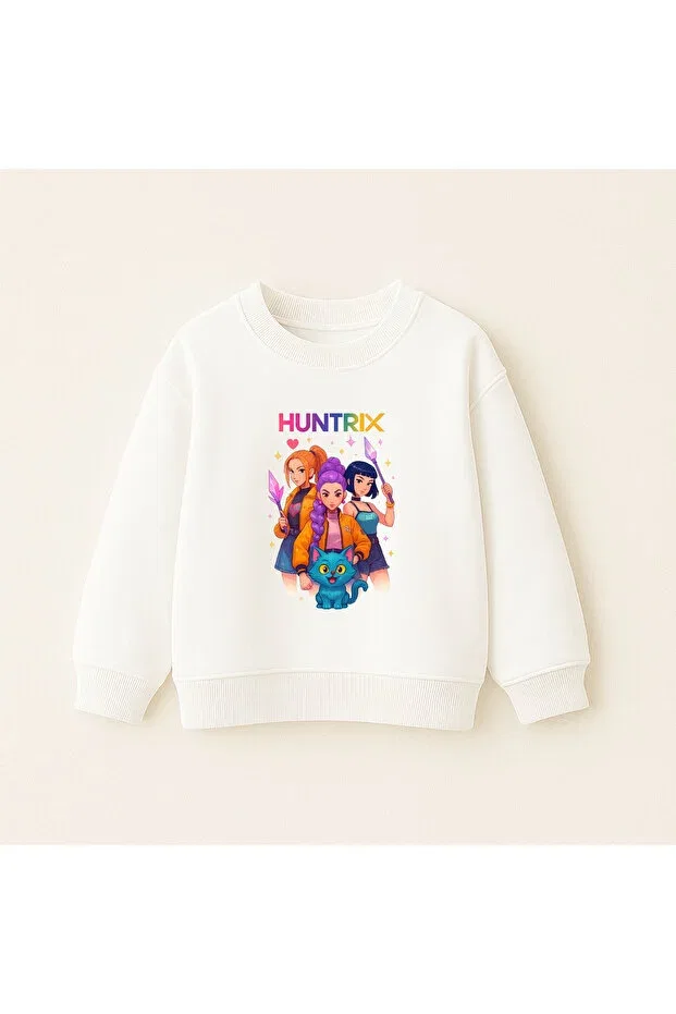 Детские свитшот для мальчиков с принтом K-Pop demon hunters huntrix zoey rumi mira Fasardi, Ecru