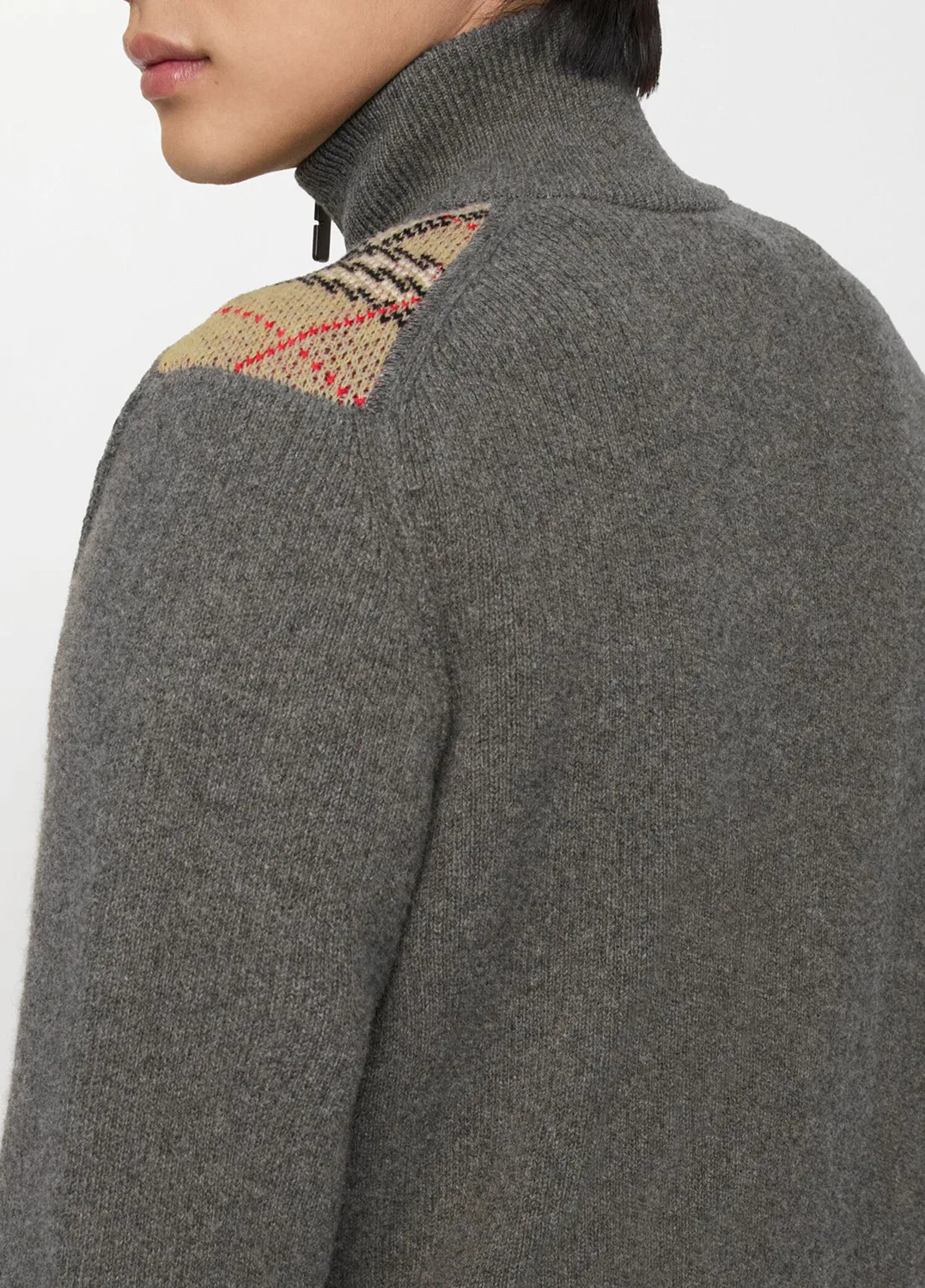Кардиган Burberry Check Trim Wool Cashmere, серый — фото 3