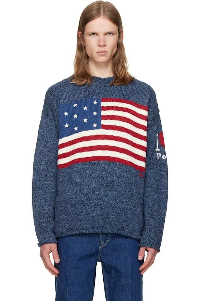Синий свитер с флагом i heart polo Polo Ralph Lauren