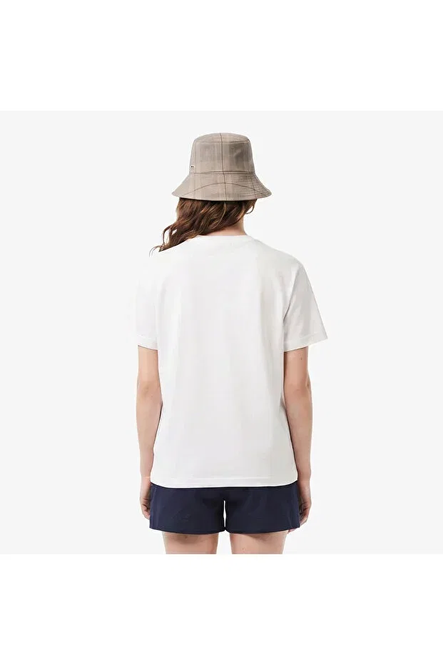 Футболка Lacoste 70V White, свободного кроя, V-образный вырез, белая — фото 2