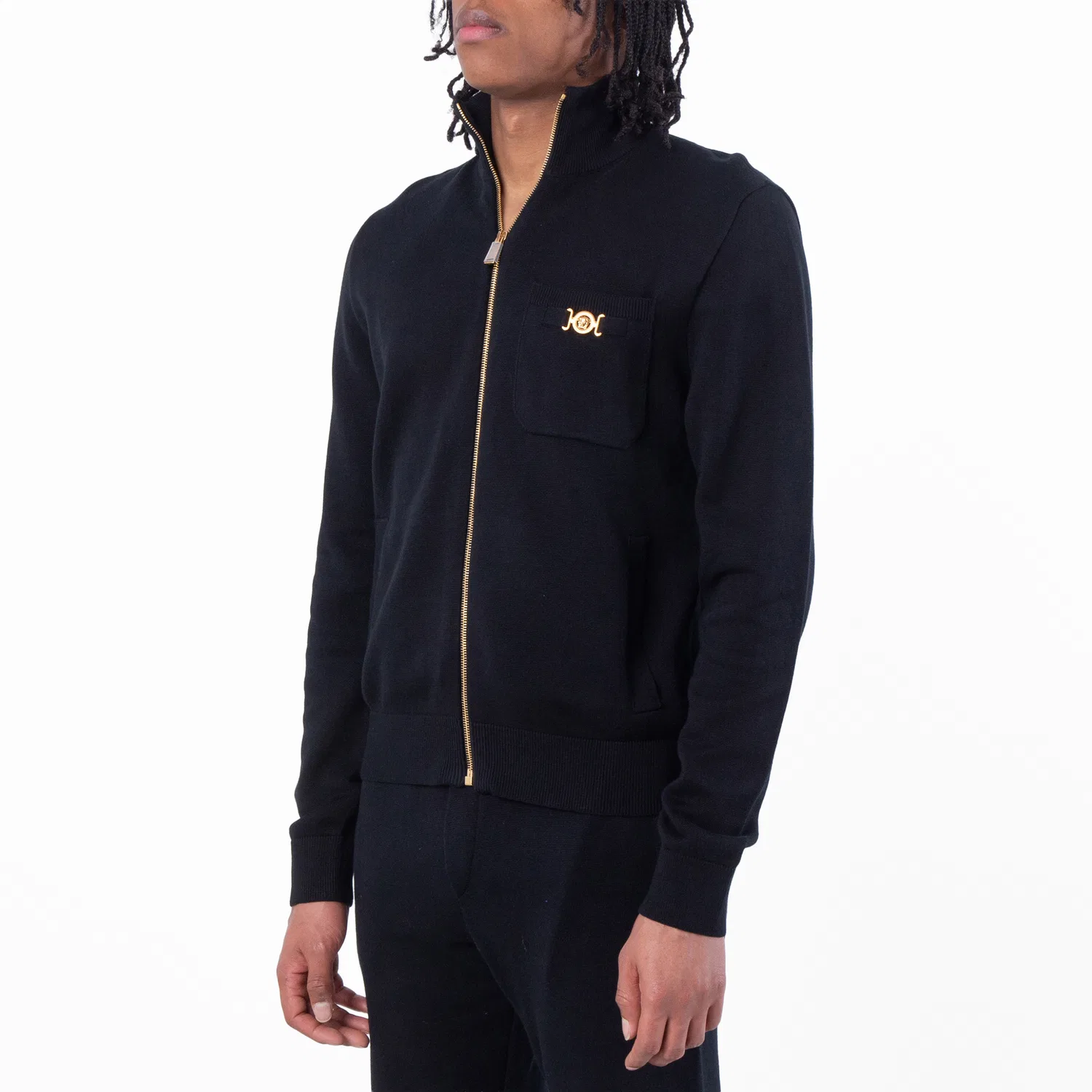 Свитер на молнии из смеси кашемира Versace, Black — фото 3