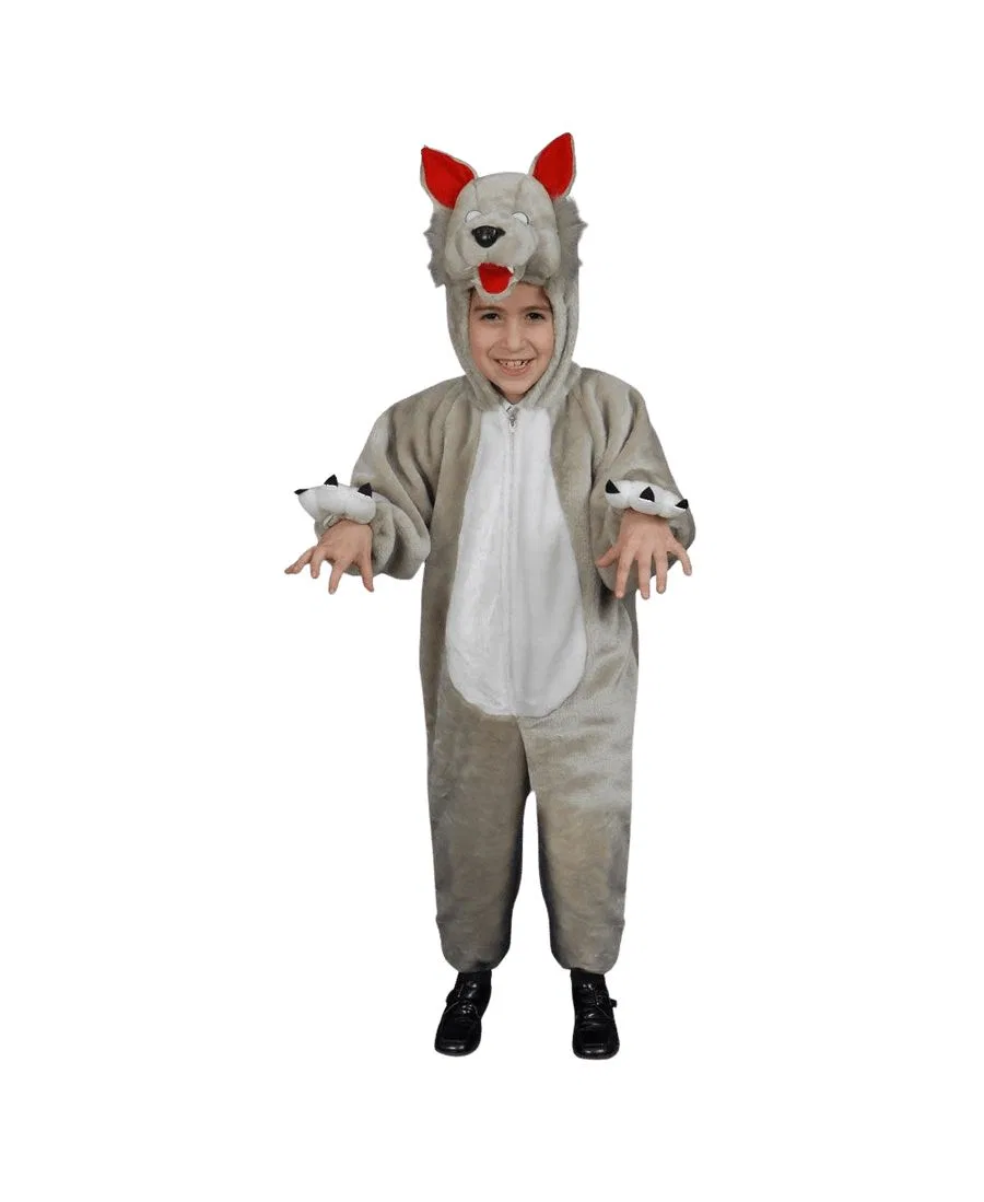 Серый плюшевый комбинезон-костюм волка с хвостом и лапами Dress Up America, Grey