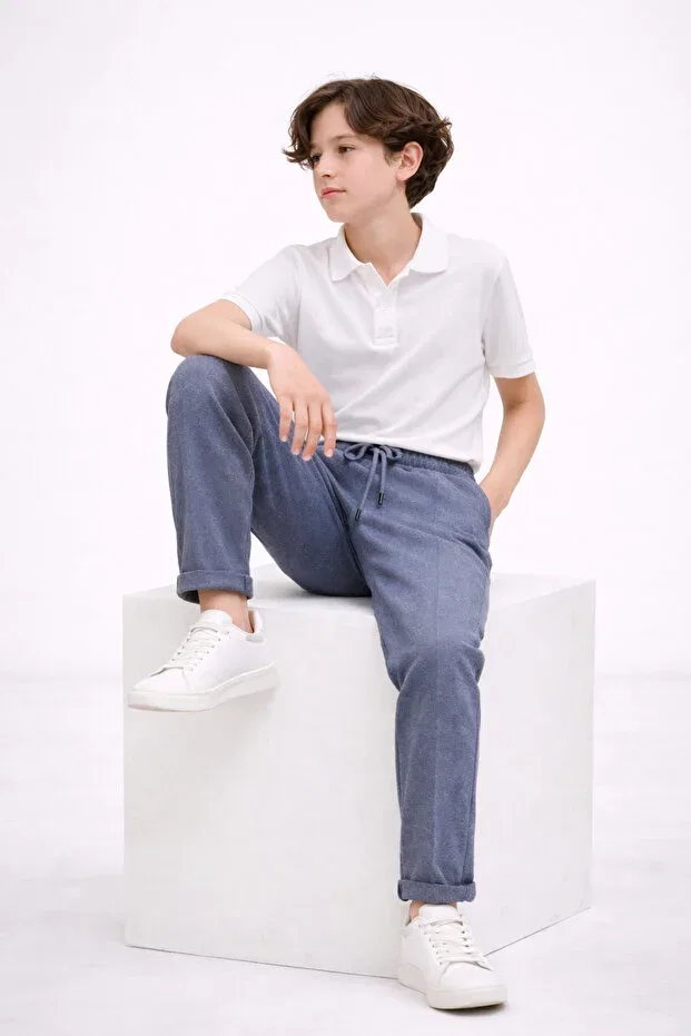 Детские брюки для мальчиков из замши Regular Leg Mini Kanka, Blue — фото 4