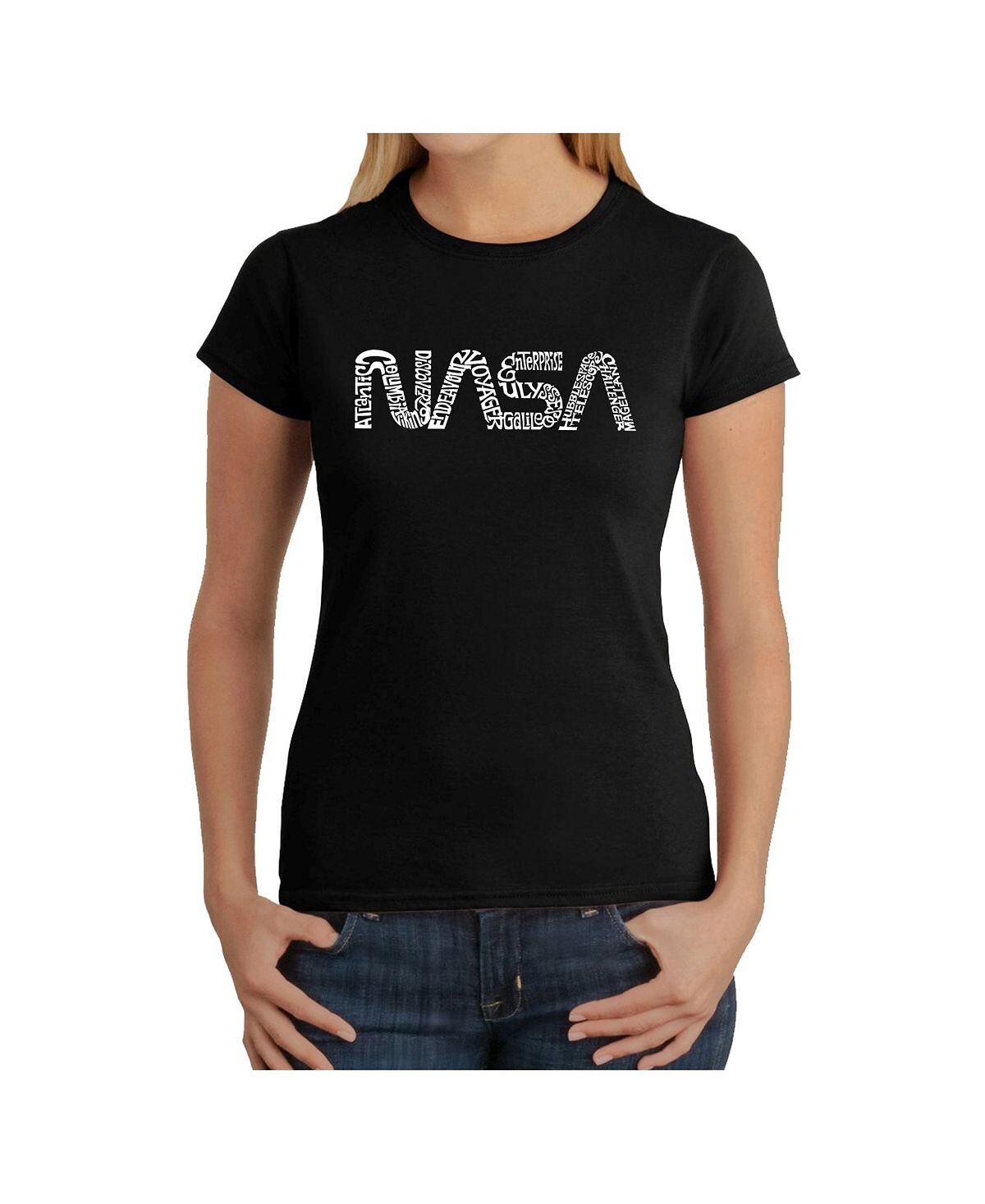 

Женская футболка word art - worm nasa LA Pop Art, черный