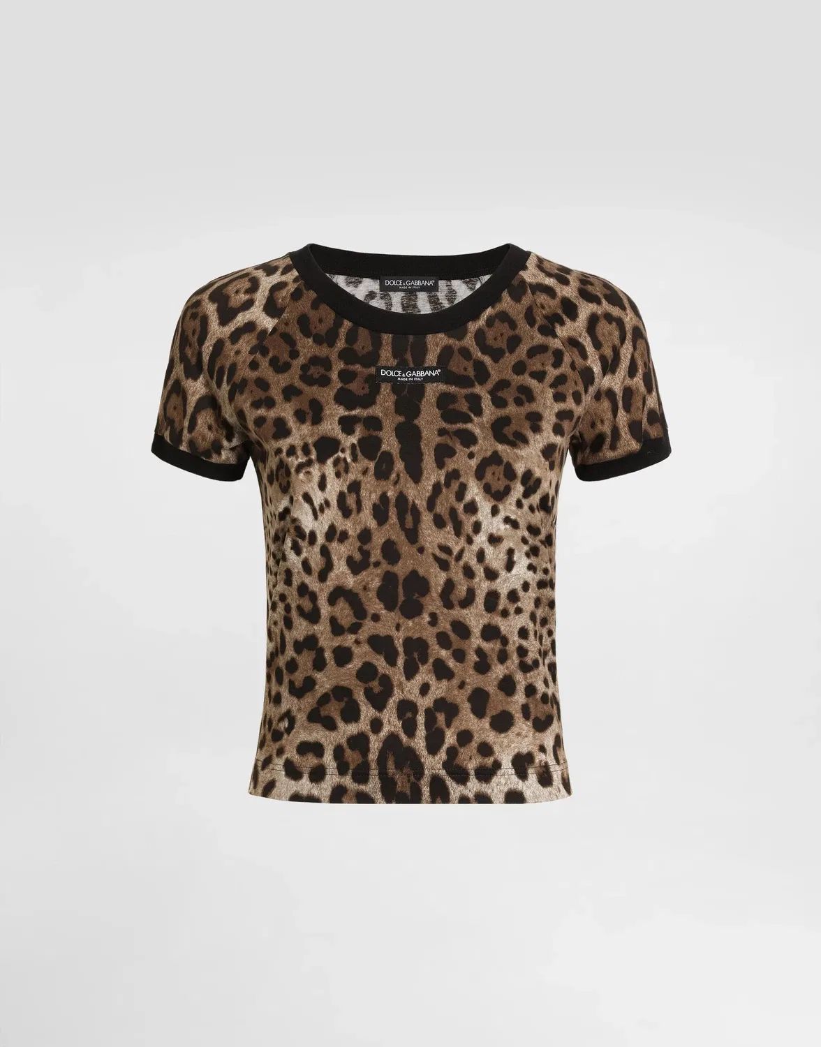 DOLCE & GABBANA Футболка из джерси с леопардовым принтом