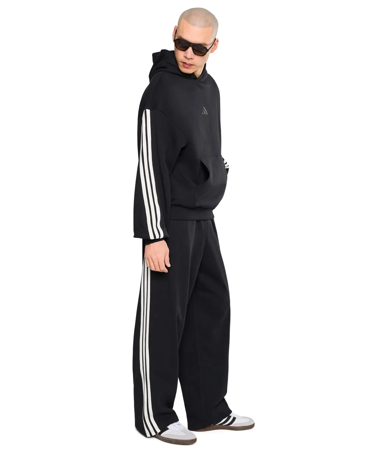 Худи Kit 3-Stripes Adidas, Black/Off-White — фото 2