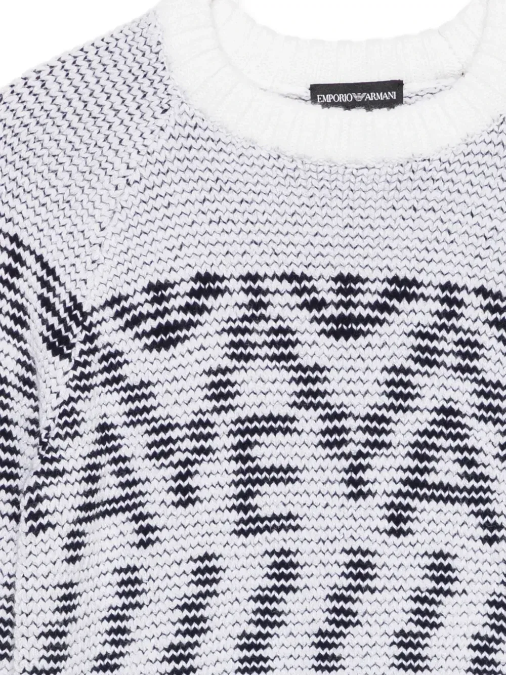 Свитер с логотипом-интарсией и рукавами реглан Emporio Armani Kids, белый — фото 3