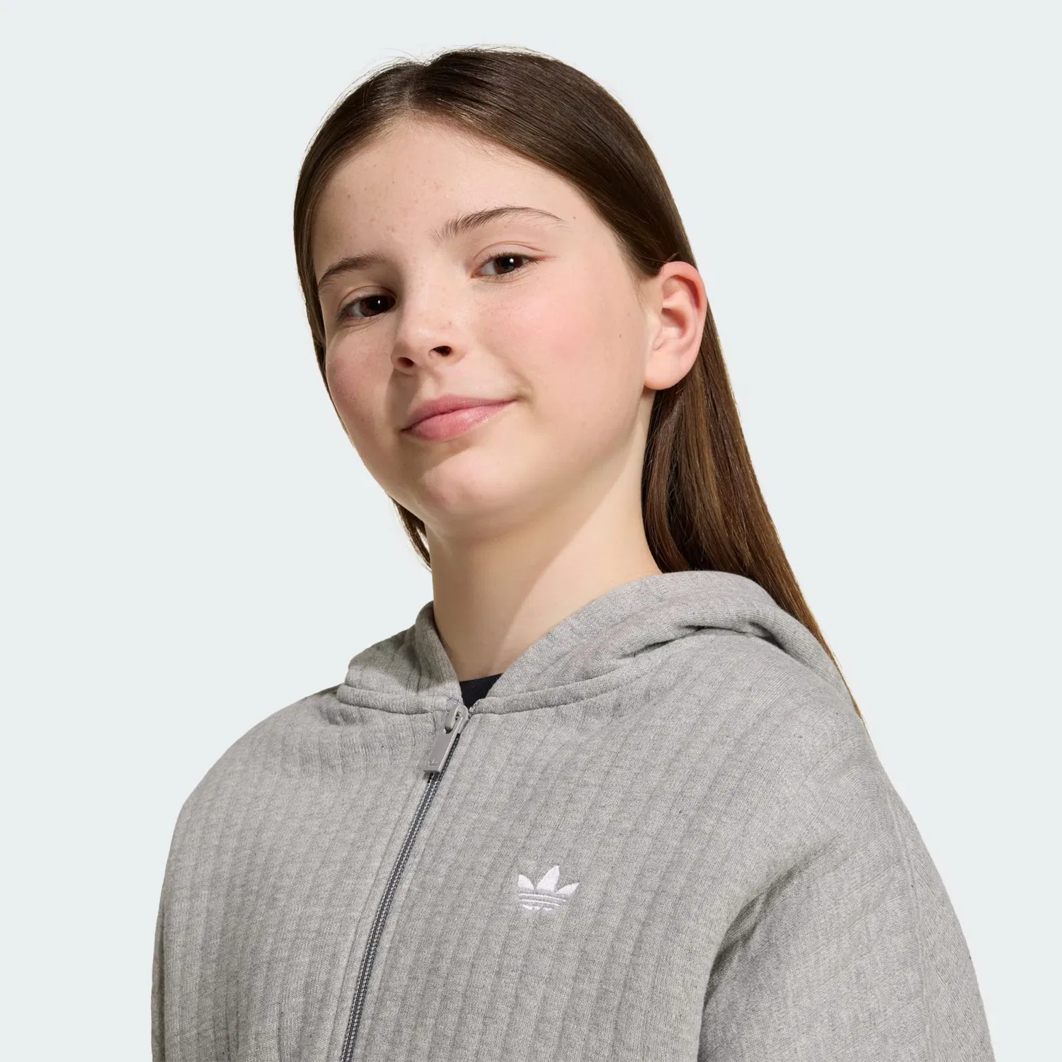 Толстовка на молнии Adidas Originals серого цвета — фото 4