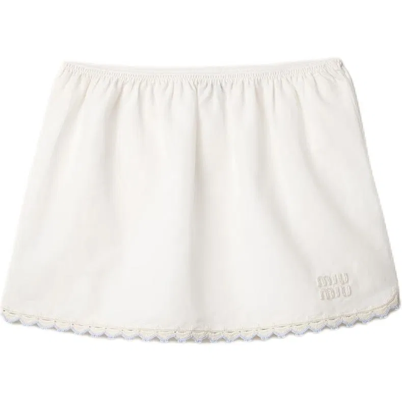 Женская юбка короткая с высокой посадкой MIU MIU, White