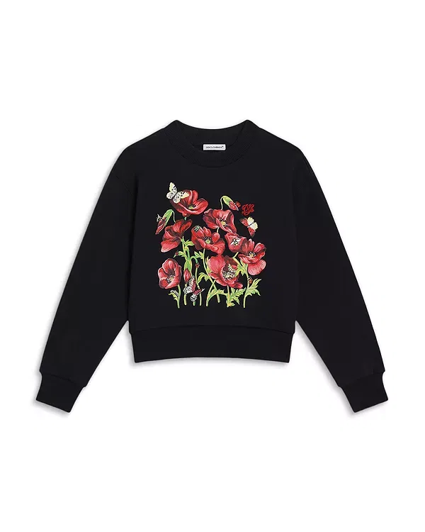 Детское худи для девочек с принтом Dolce & Gabbana, темно-синий