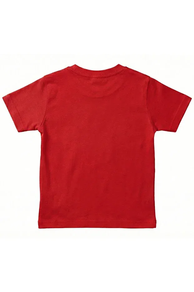 Детская футболка с принтом Zero Collar Short Sleeve White Moon-Star Turkish Flag Printed Red 23 April Children's The Woow, Red — фото 4