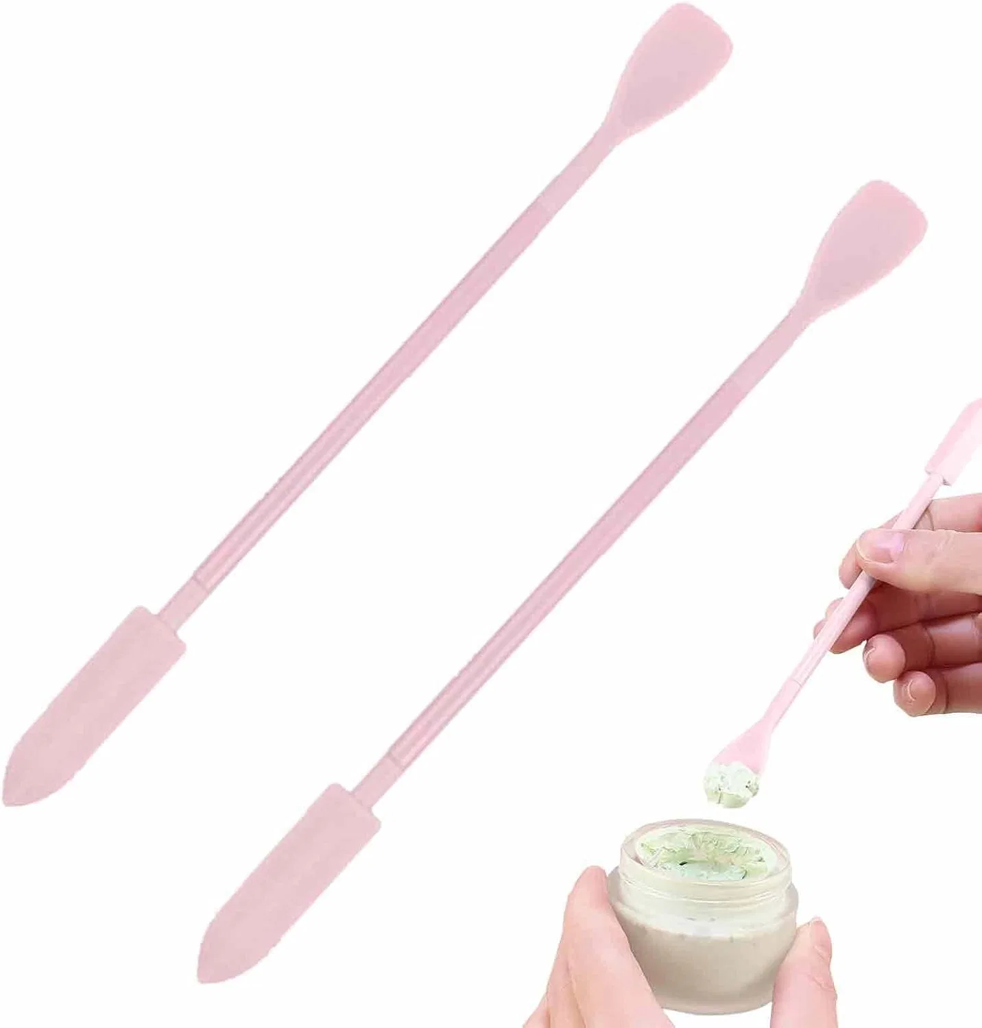 Спатула для косметики мини, силиконовая, Generisch, набор 2 шт, Pink