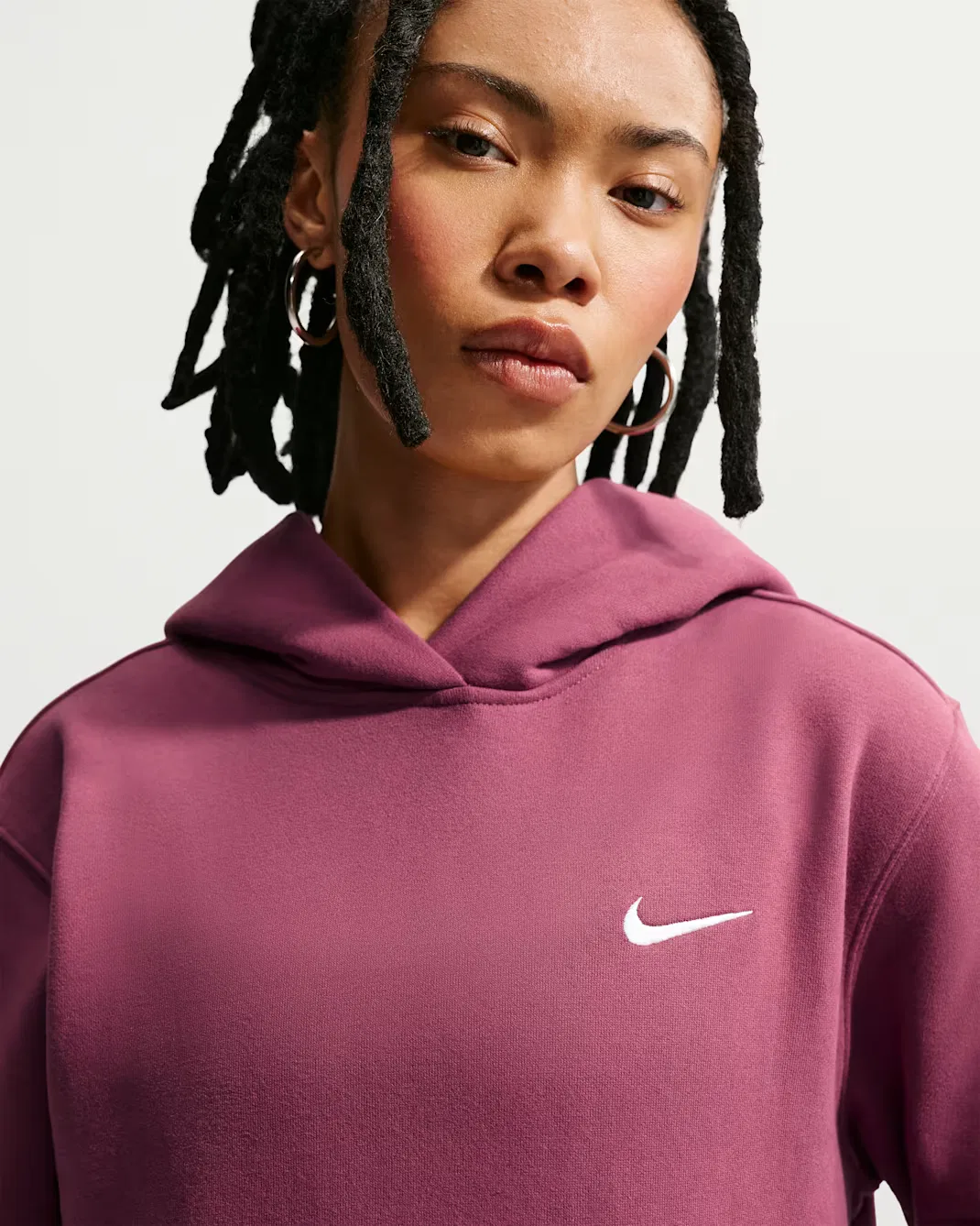 Женская толстовка с капюшоном Nike Studio Fleece Medium Weight, Pink Smoke/Sail — фото 3