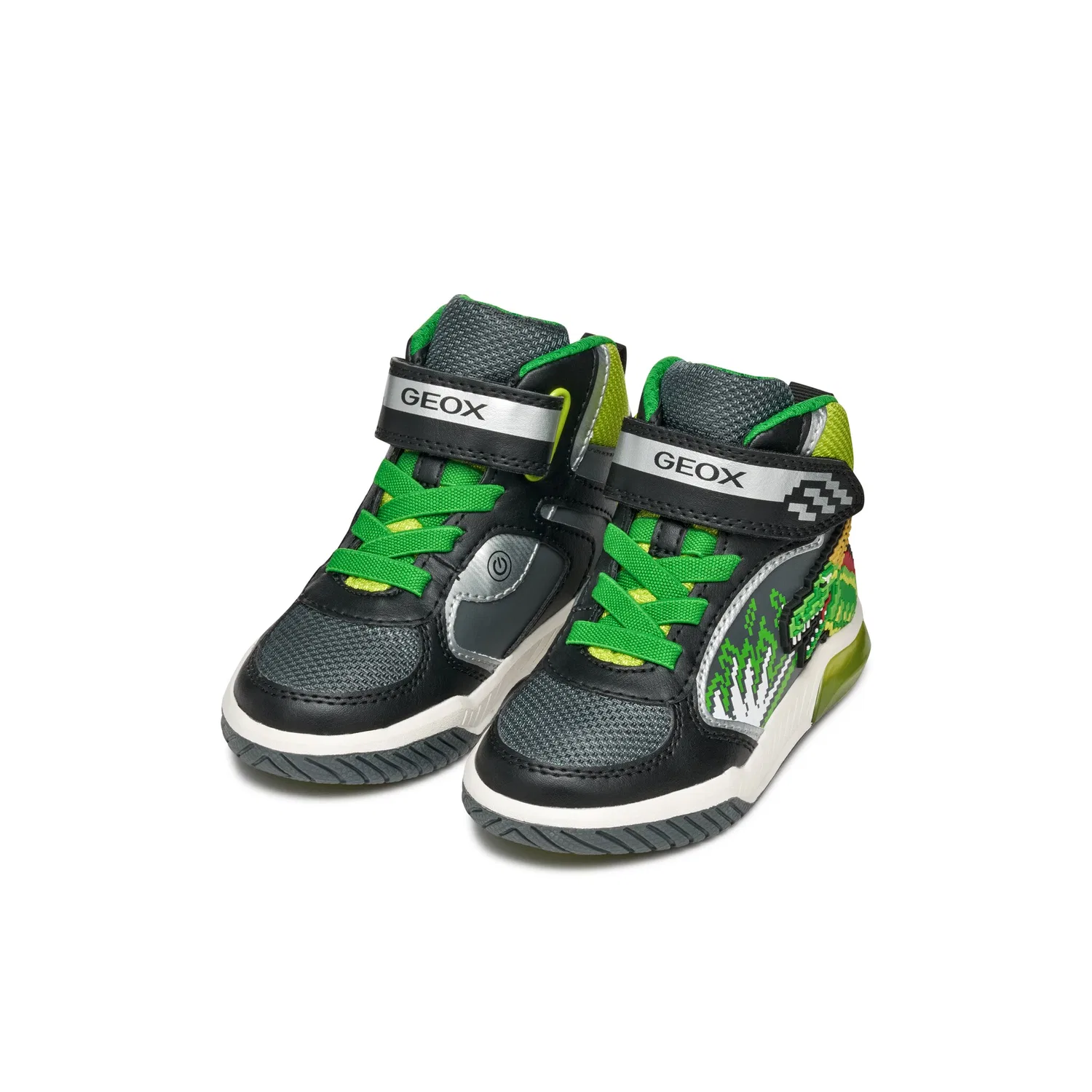 Детские кроссовки с подсветкой Geox, Black/Lime