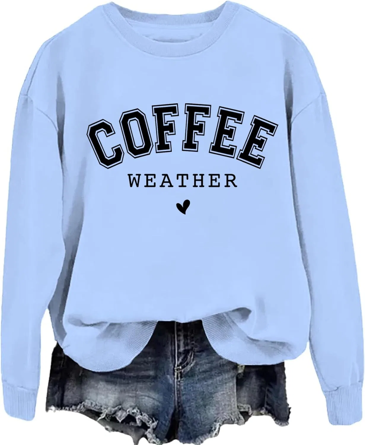 Женский свитшот с длинным рукавом Coffee Weather, светло-голубой