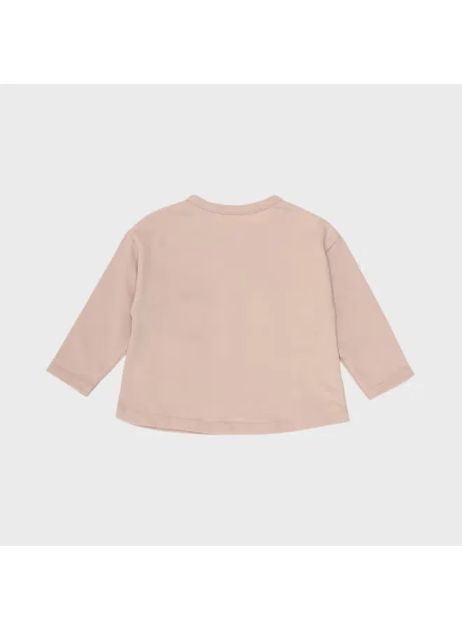 Лонгслив хлопковый с длинным рукавом Zara, натуральный древесный — фото 3